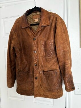 Vintage L.L. Bean Men's Medium Leather Button-Front Field Coat